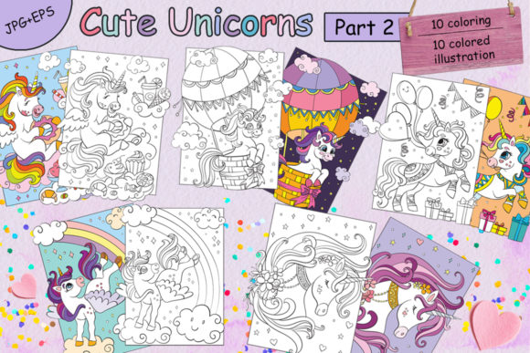 Download Coloring for Children Cute Unicorns-2 - Children Collection