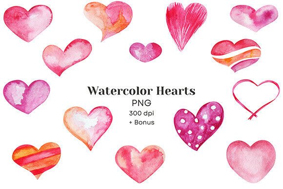 Download Watercolor Hearts Bundle - Premium Resources