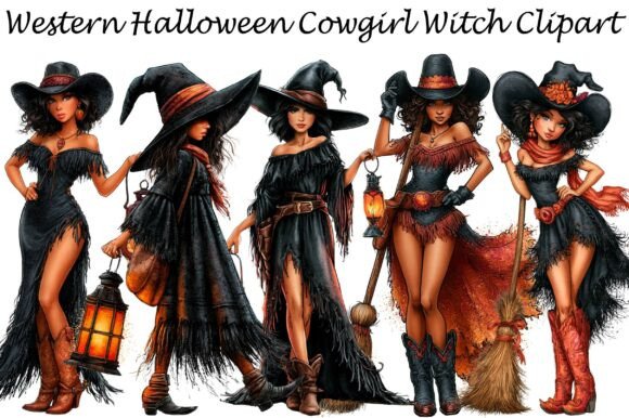 Download Western Halloween Cowgirl Witch Clipart - Witch clipart Collection