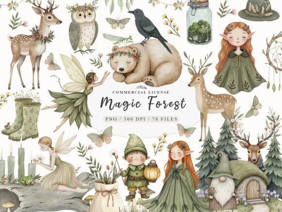 Download Cozy Magic Fairy Forest Witch Clipart - Witch clipart Collection
