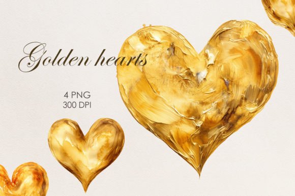 Download Golden Watercolor Hearts - Premium Resources