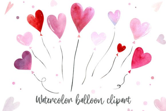 Download Watercolor Hearts Balloons Clipart - Premium Resources