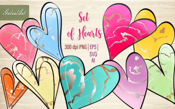 Download Heart Set / Colored Watercolor Hearts - Premium Resources