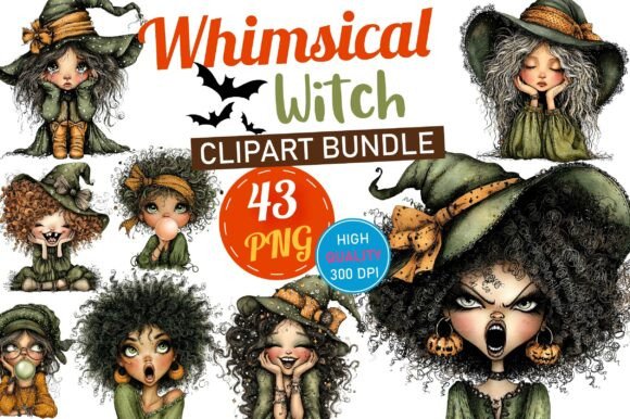 Download Whimsical Witch Clipart Bundle - Witch clipart Collection
