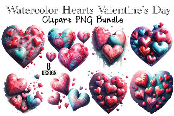 Download Watercolor Hearts Valentine's Day - Premium Bundle