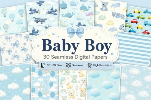 Download Seamless Baby Boy Pattern Bundle - Pattern bundle Collection