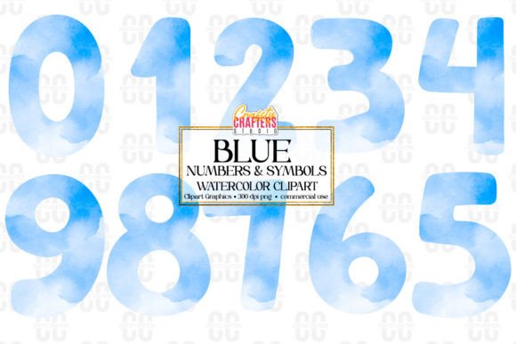 Download Blue Watercolor Numbers &amp; Symbols - Number Collection