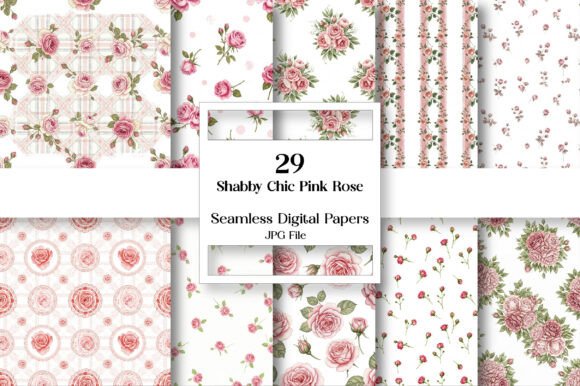 Download Shabby Chic Pink Rose Digital Paper - Chic Collection