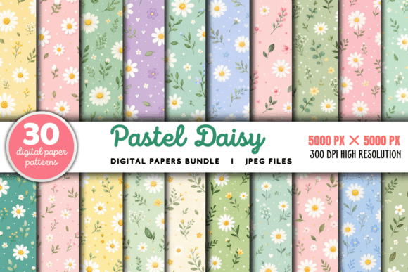 Download Pastel Daisy Digital Pattern Bundle - Pattern bundle Collection