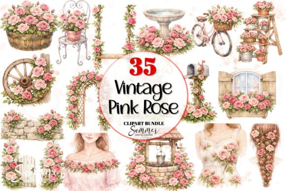 Download Vintage Pink Rose Shabby Chic Clipart - Chic Collection