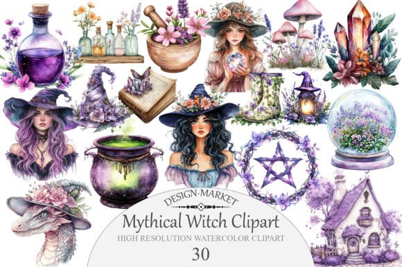 Download Watercolor Mythical Witch Clipart - Witch clipart Collection