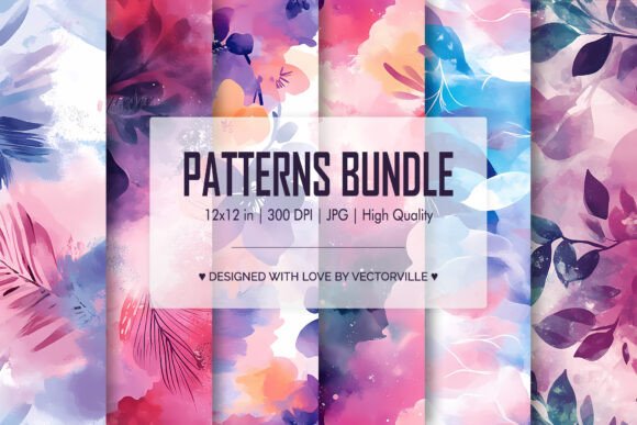 Download Vibrant Watercolor Floral Pattern Bundle - Pattern bundle Collection