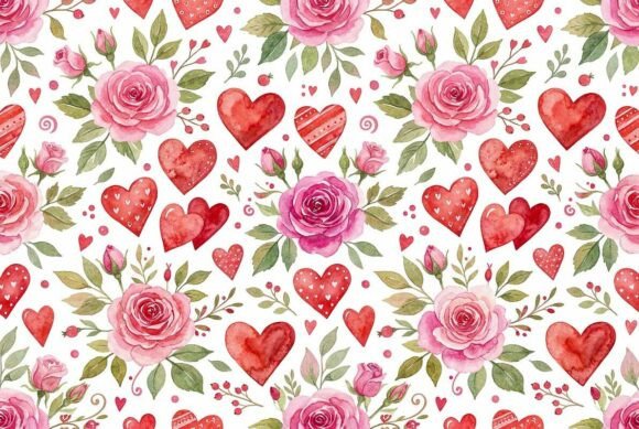Download Romantic Watercolor Hearts and Flowers - Watercolor hearts Collection