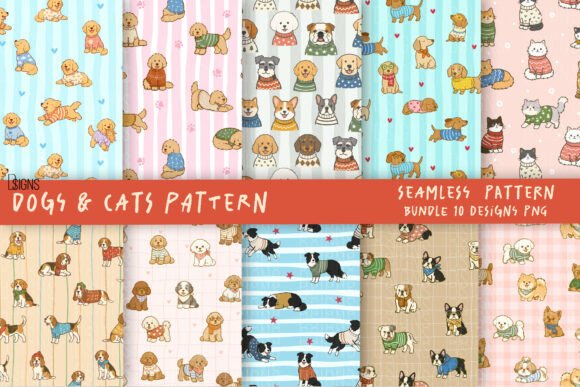 Download Cute Dog Cat Lover Pattern Bundle - Pattern bundle Collection