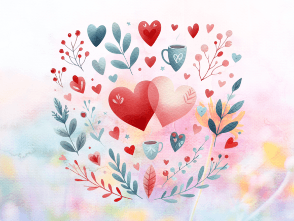 Download Watercolor Hearts Valentines Day Clipart - Premium Resources